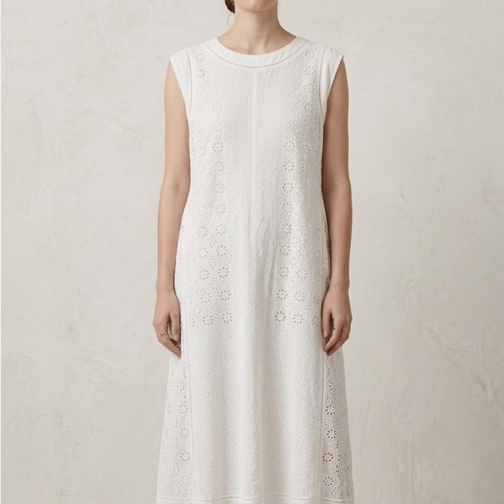 CAbi Ivory Textured Lace Dress